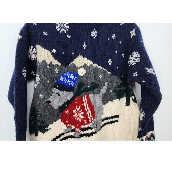 Lauren Ralph Lauren Hand Knitt Winter 100% Wool 2 Sided Holiday Fall Winter - Picture 4 of 9